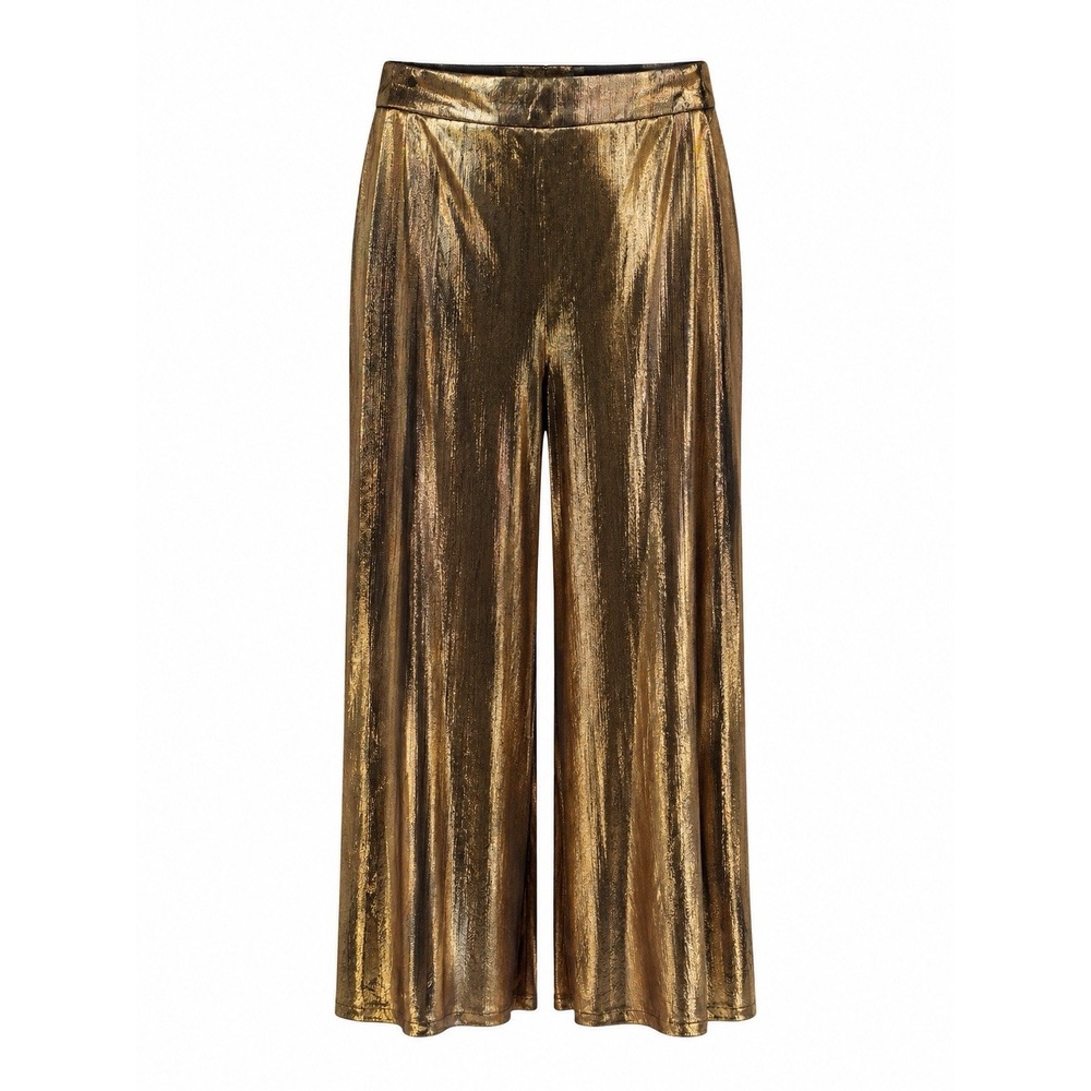 Lulus Gold Metallic Wide Leg Pants Sz L Shimmer High Waist Y2K Disco